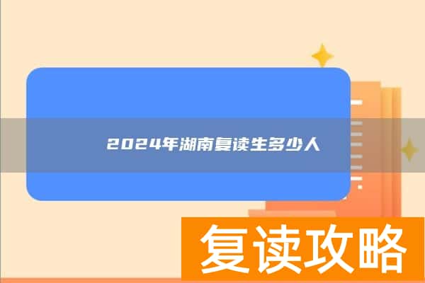 2024年湖南复读生多少人